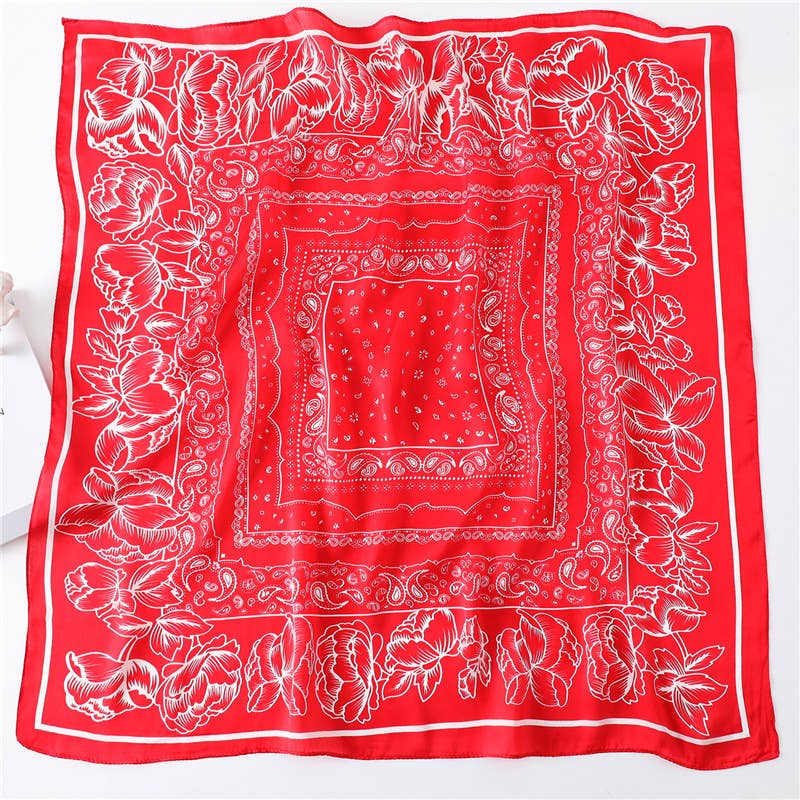 Paisley Lace Print Satin Square Scarf