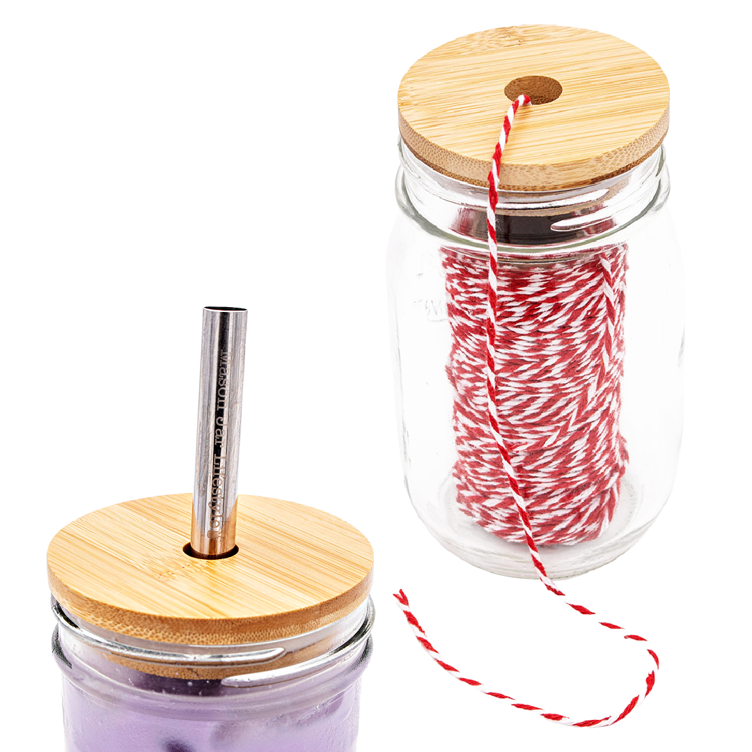 Bamboo Straw Hole Tumbler Lid for Mason Jars