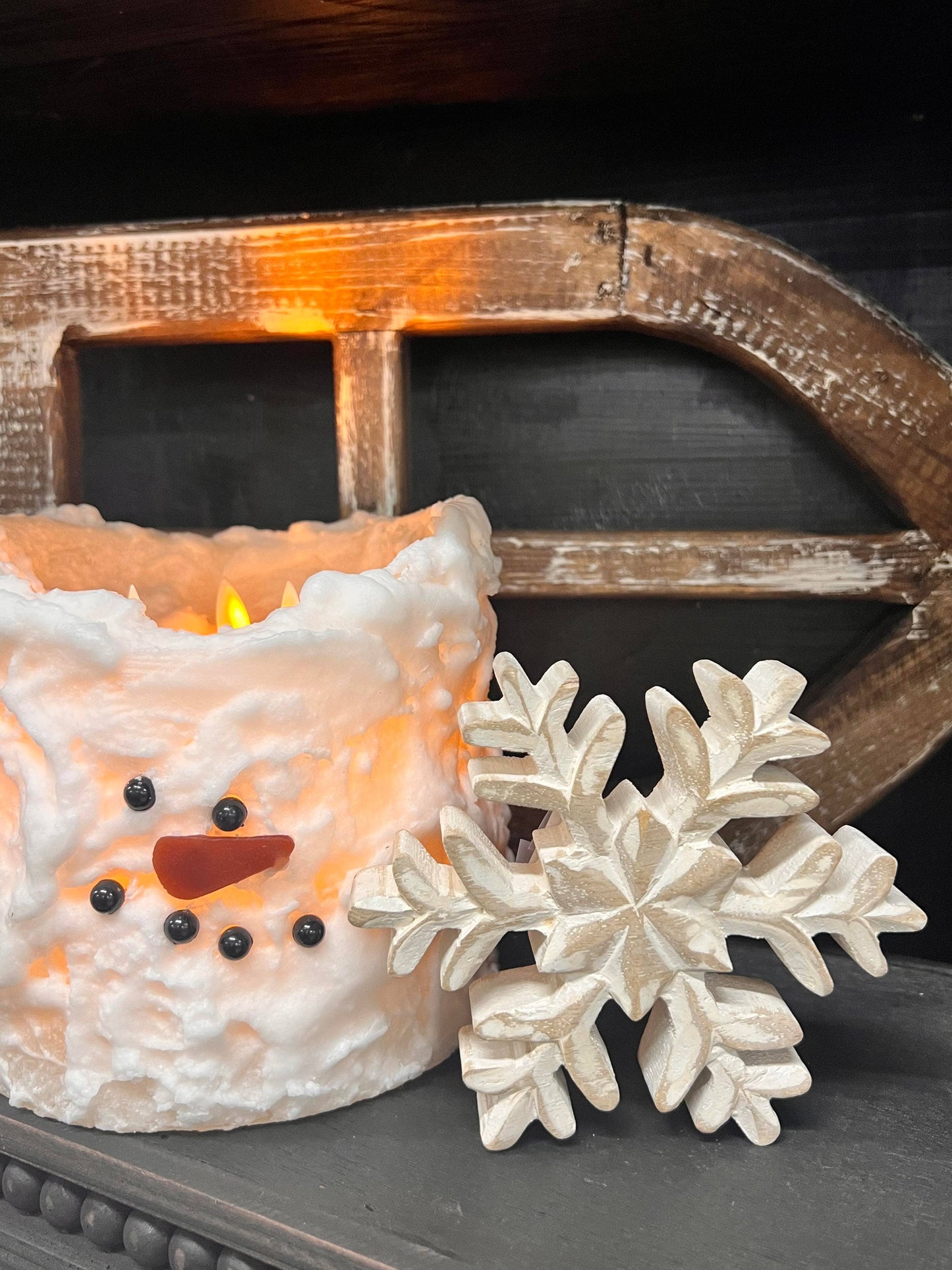 Whitewashed Wooden Snowflake 5x5in