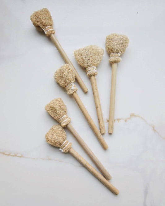 Natural loofah cup brush