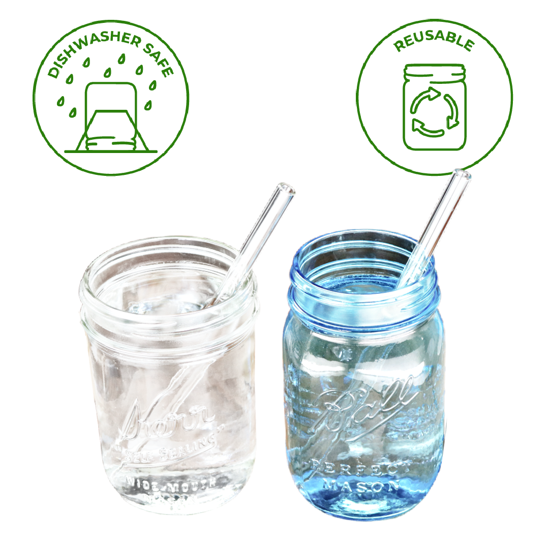 Medium Glass Straws for Pint Mason Jars