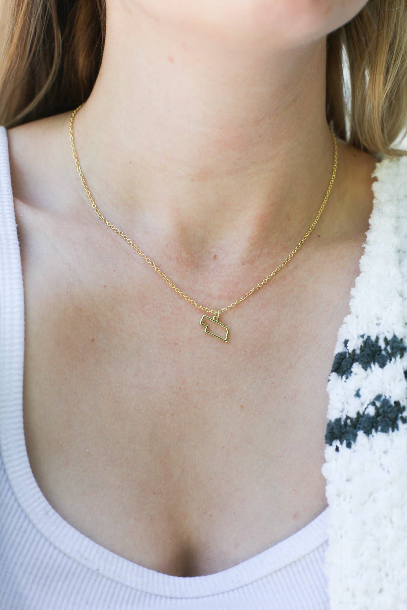 State Necklace - Gold - NEBRASKA
