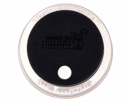 Silicone Straw Hole Tumbler w/ Stainless Steel Band for Jars