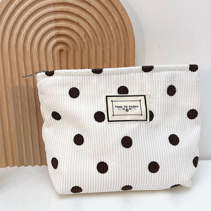 CORDUROY RETRO POLKA DOT MAKEUP BAG