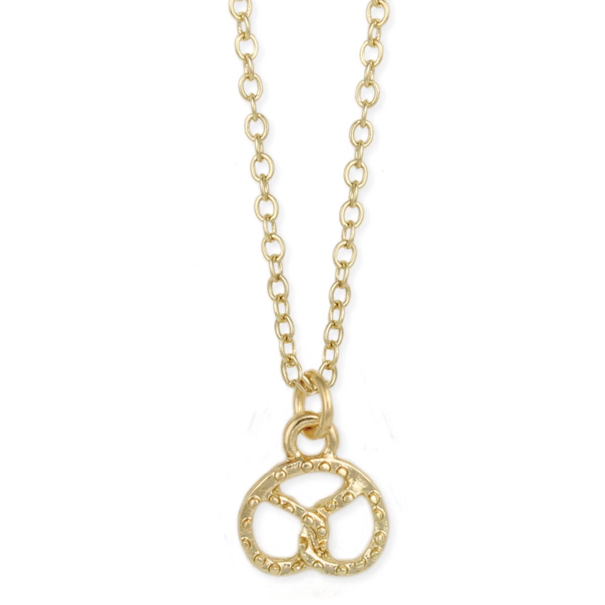Gold Pretzel Charm Necklace