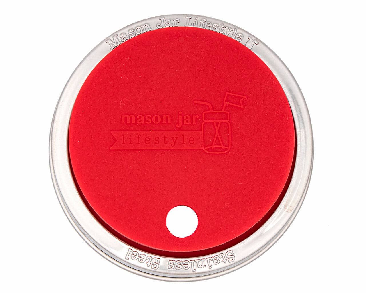 Silicone Straw Hole Tumbler w/ Stainless Steel Band for Jars