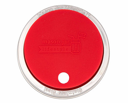 Silicone Straw Hole Tumbler w/ Stainless Steel Band for Jars