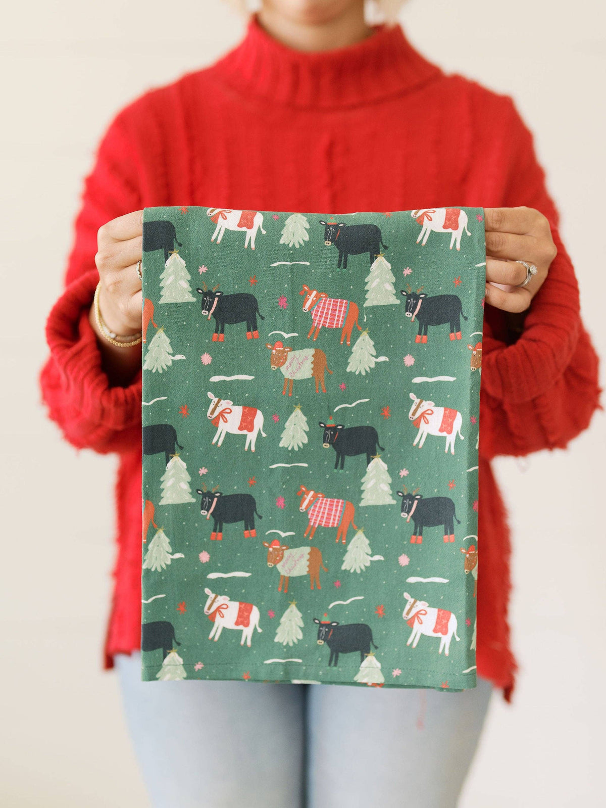 Christmas Cows | Full Pattern Flour Sack Towel