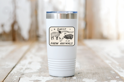 Easily Distracted by Farm Animals Sticker - sheep, chicken