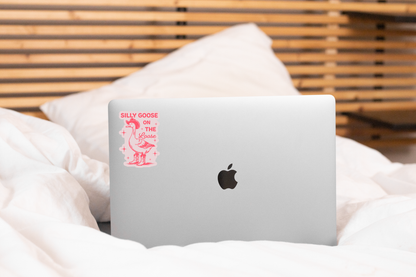 Silly Goose on the Loose Sticker - cute, funny, cowboy, bird