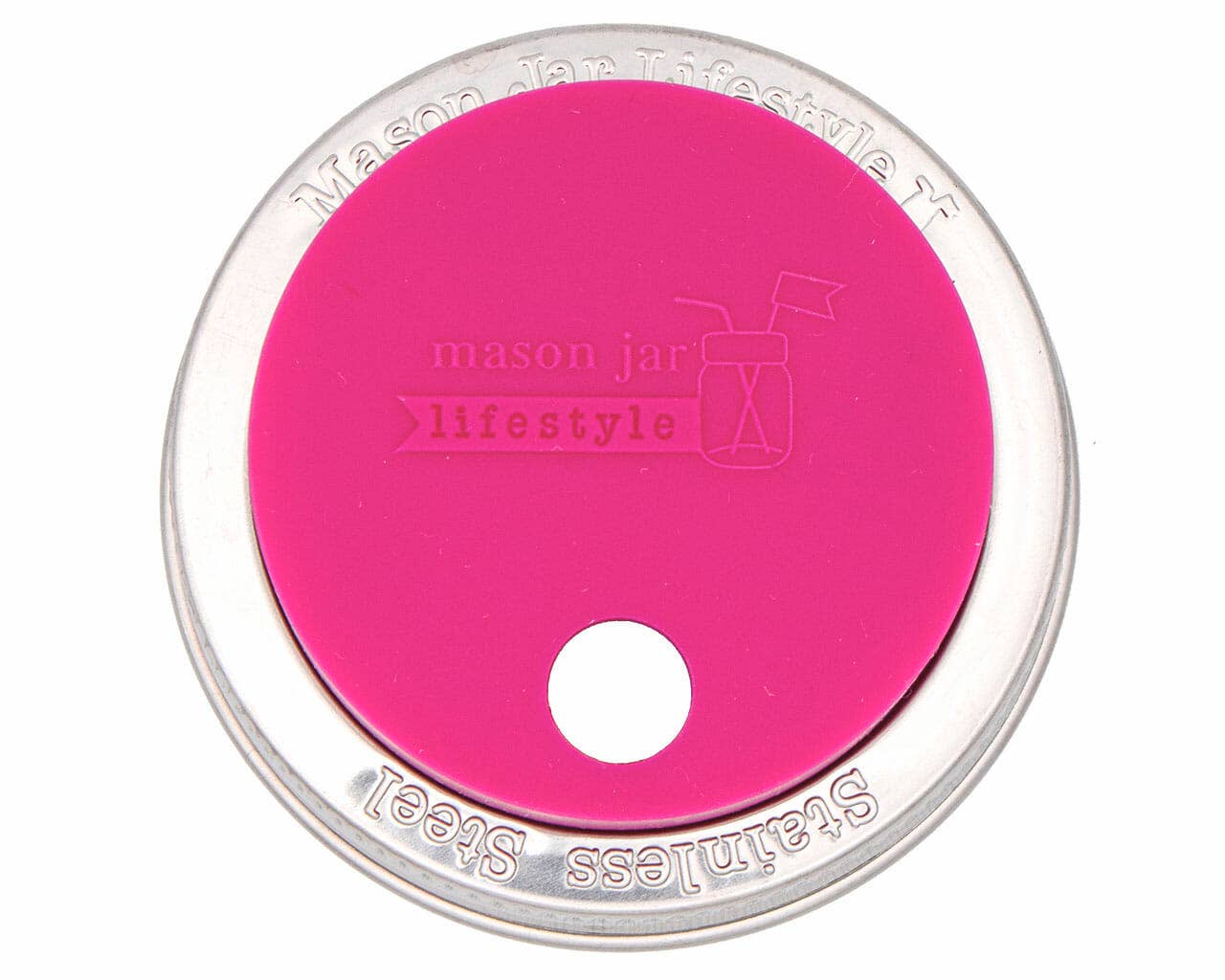 Silicone Straw Hole Tumbler w/ Stainless Steel Band for Jars