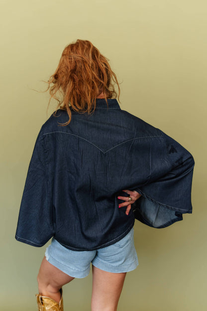 Blu Outlaw Denim Poncho-Style Top