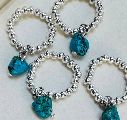 Silver & Turquoise Bandana Stretch Charm