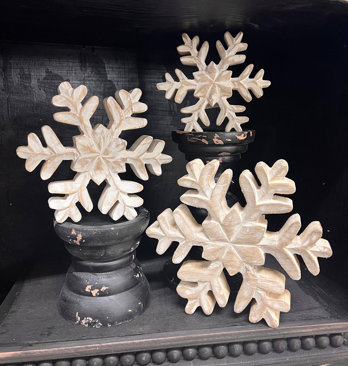 Whitewashed Wooden Snowflake 5x5in