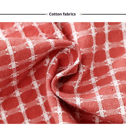 Cotton Striped Grid Kitchen Apron with pocket
