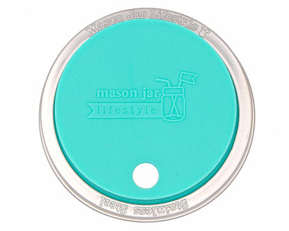 Silicone Straw Hole Tumbler w/ Stainless Steel Band for Jars