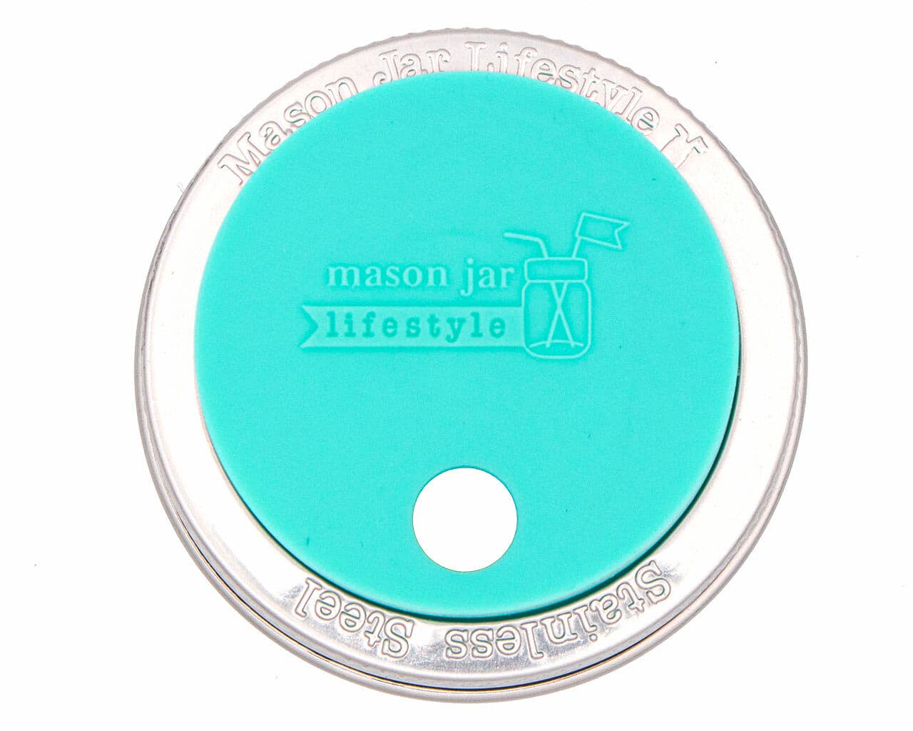 Silicone Straw Hole Tumbler w/ Stainless Steel Band for Jars