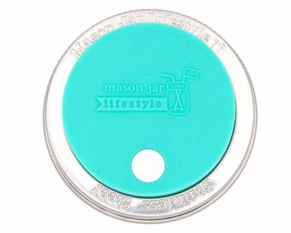 Silicone Straw Hole Tumbler w/ Stainless Steel Band for Jars