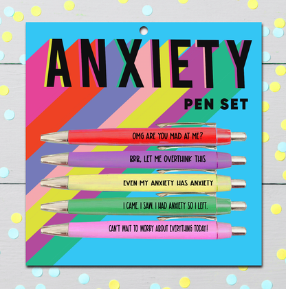 Anxiety Pen Set (funny gifts, anxiety gifts, mental health)