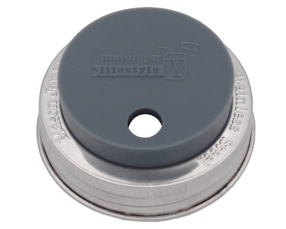 Silicone Straw Hole Tumbler w/ Stainless Steel Band for Jars