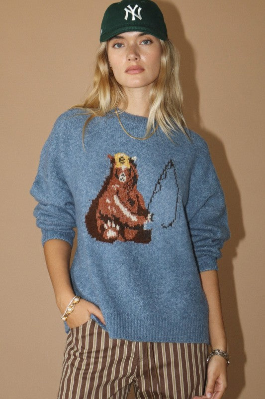 Bear Fishing Sweater