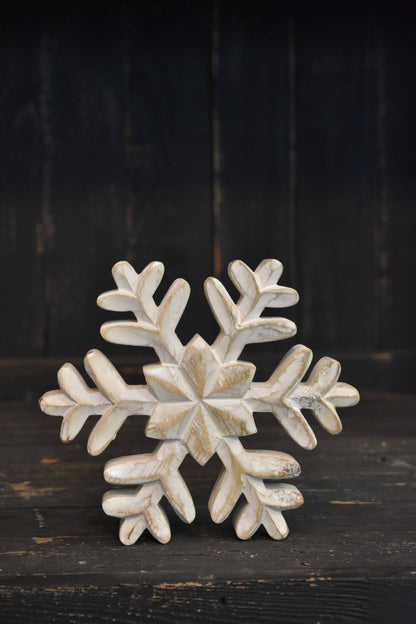 Whitewashed Wooden Snowflake 5x5in