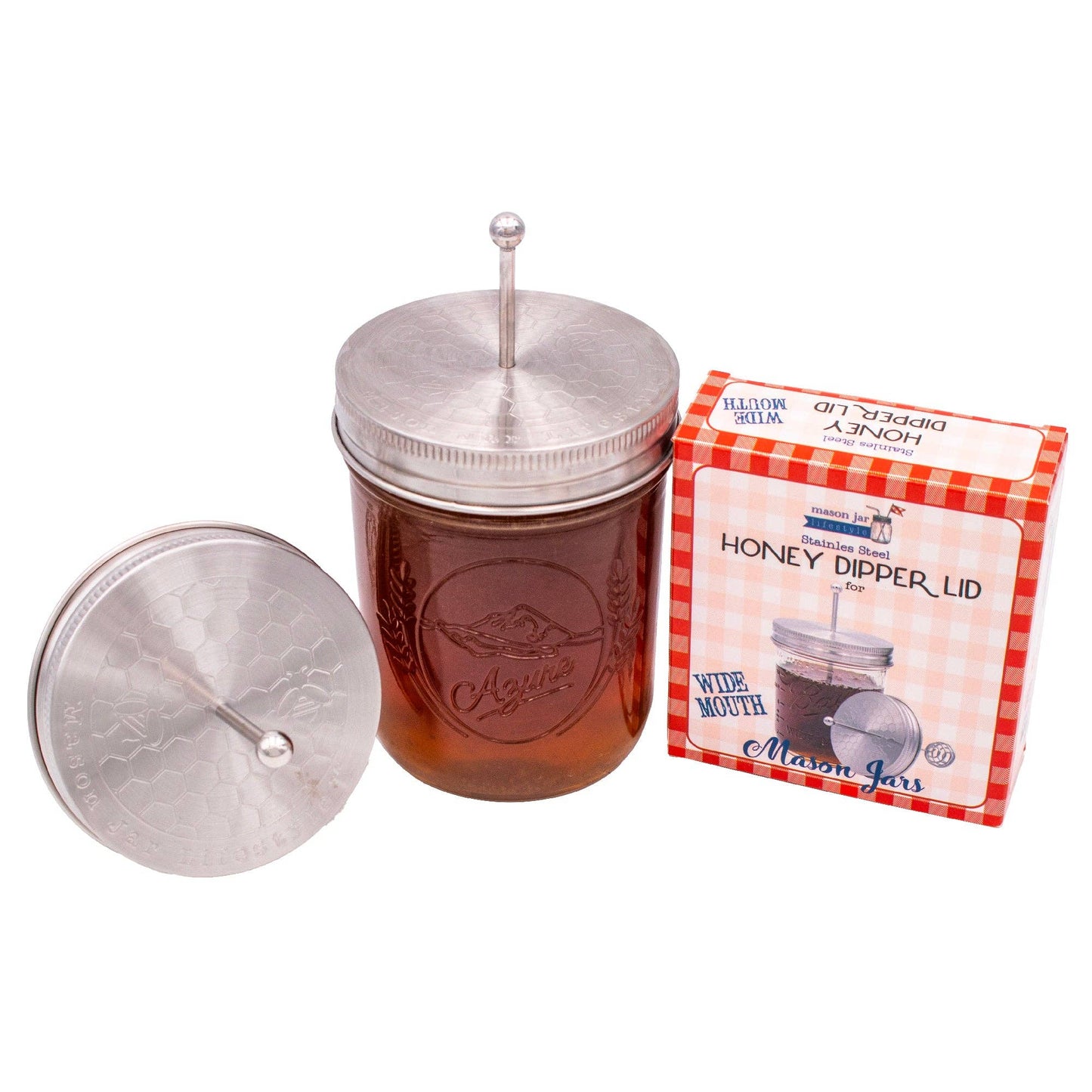 Honey Dipper Stainless Steel Lid for Mason Jars