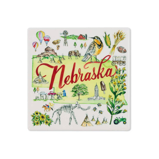 NE State Collection Ceramic Coaster Nebraska Rosanne Beck