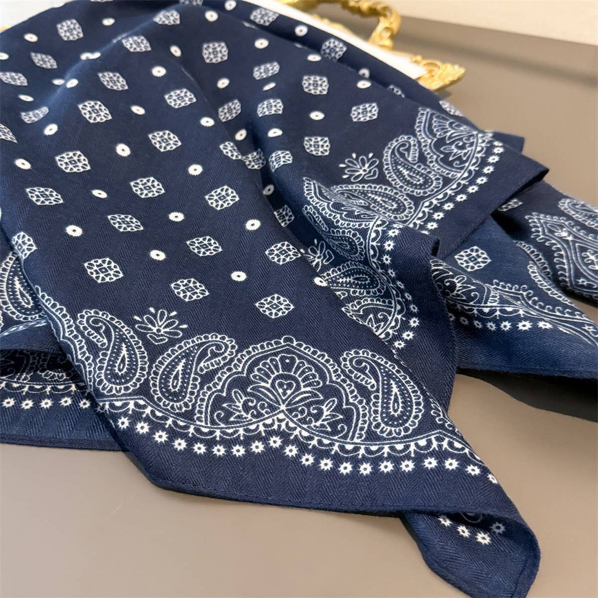 Paisley Herringbone Pattern Silk Scarf_CWASC03316