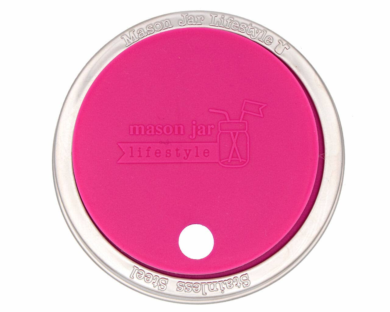 Silicone Straw Hole Tumbler w/ Stainless Steel Band for Jars