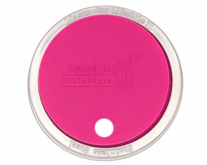 Silicone Straw Hole Tumbler w/ Stainless Steel Band for Jars