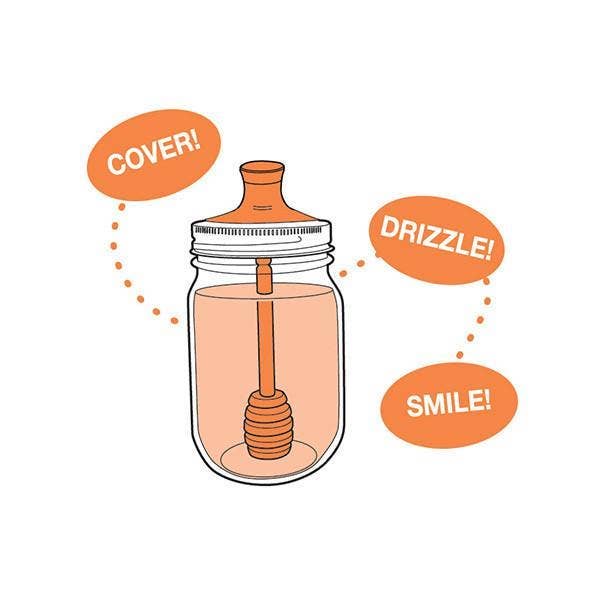 Jarware Honey Dipper Lid for Regular Mouth Mason Jar