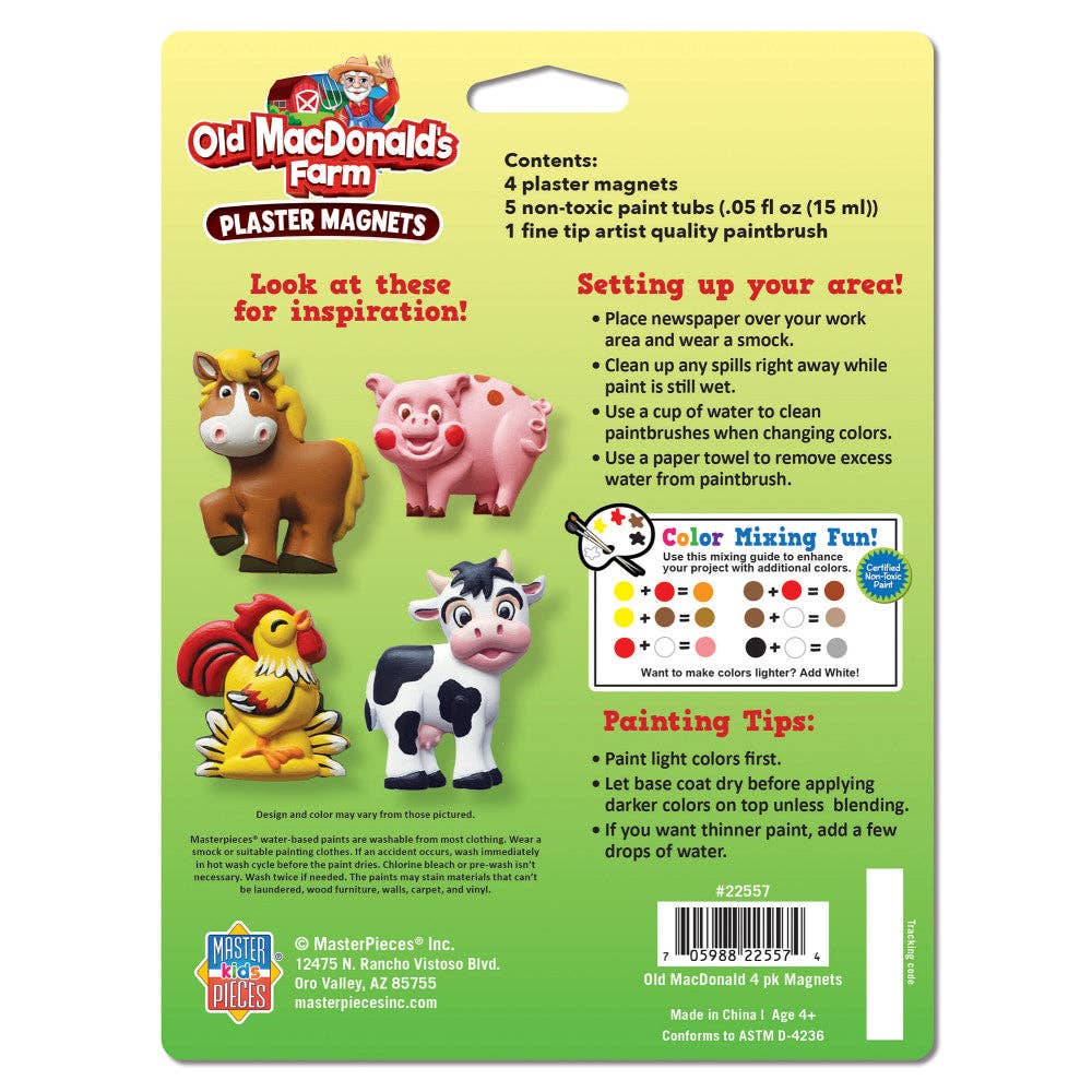 Old MacDonald's Farm - 4-Pack Plaster Magnets Paint Kit