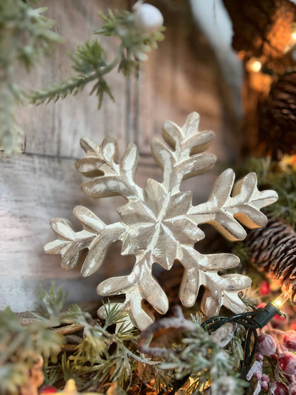 Whitewashed Wooden Snowflake 5x5in