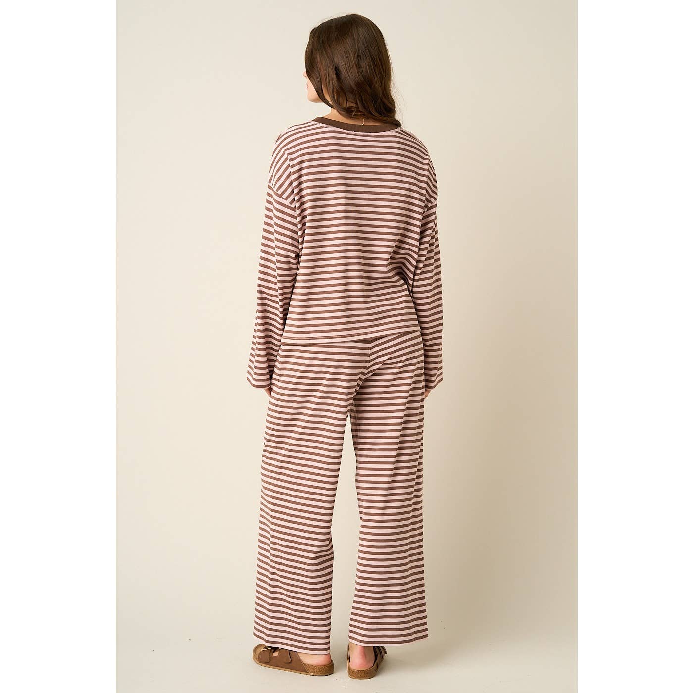 STRIPED PRINT LOUNGE TOP AND PANTS SET
