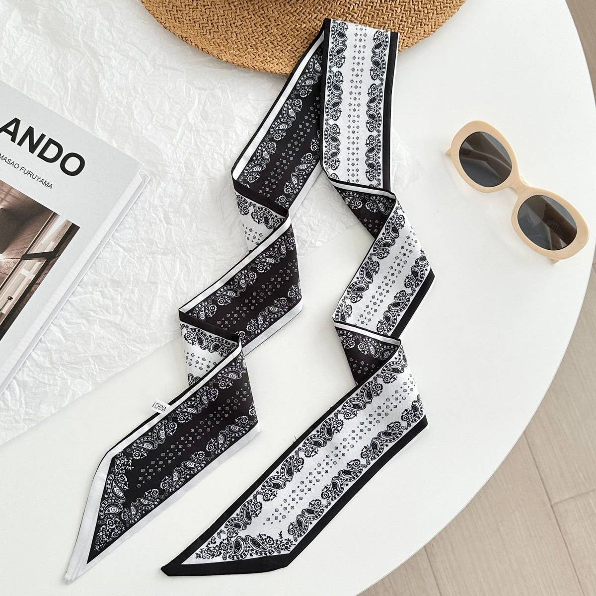 Paisley Long Ribbon Scarf Neck Tie Wrap_CWASC02968