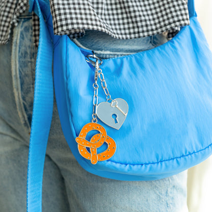 Enamel Bag Charm / keychain - Pretzel