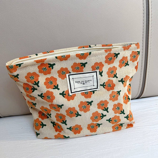 CORDUROY RETRO FLORAL MAKEUP BAG