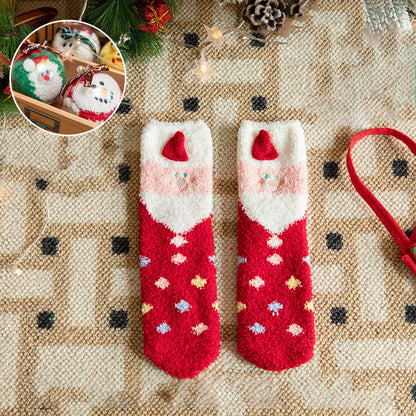 SANTA CLAUS FUZZY CHRISTMAS SOCKS GIFTS FOR WOMEN_CWMS0766
