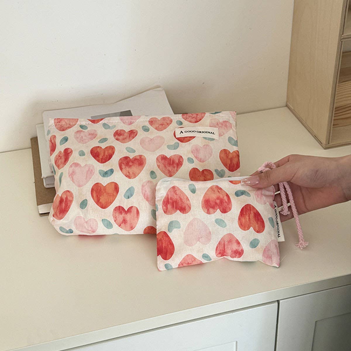 Cute Heart Cosmetic Bag