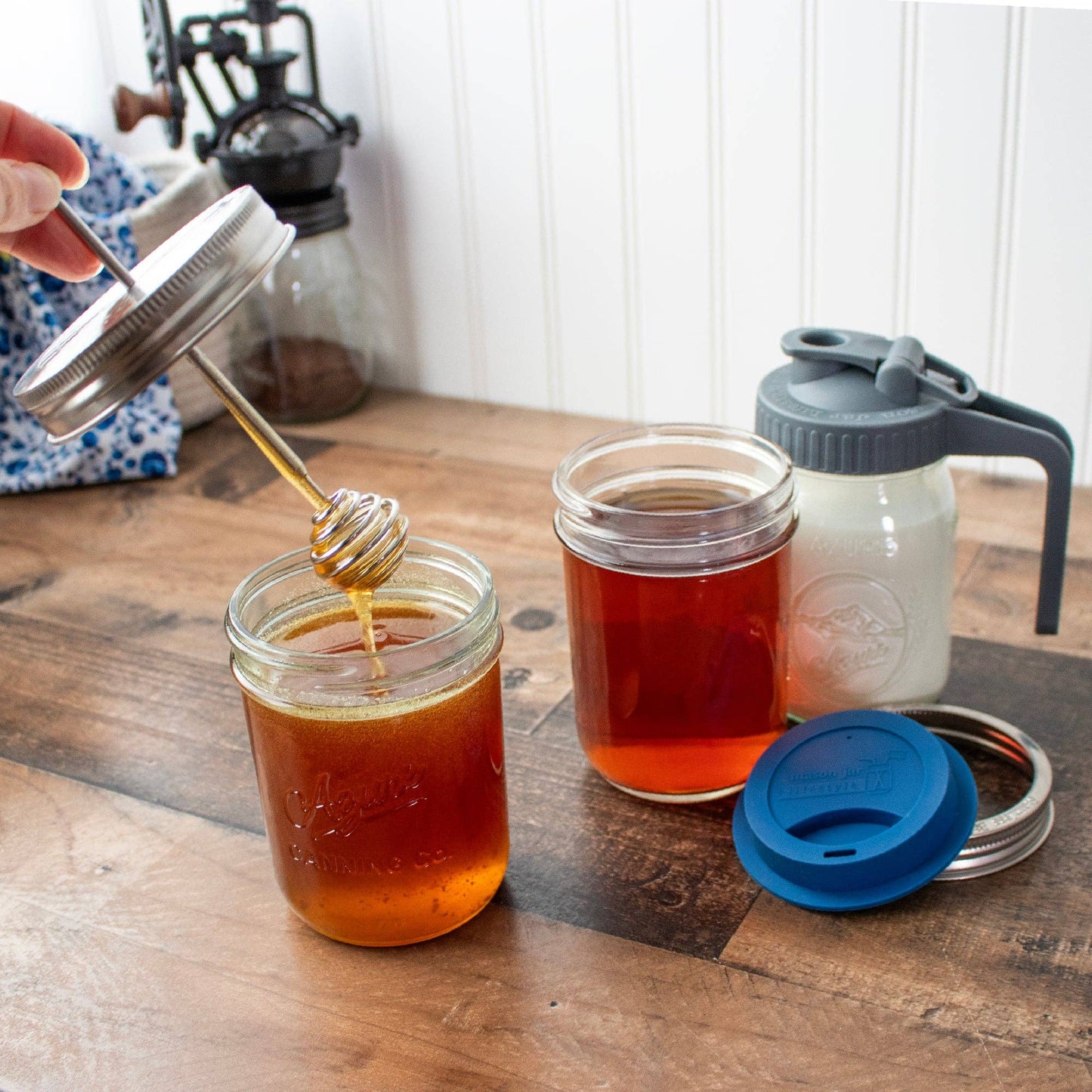 Honey Dipper Stainless Steel Lid for Mason Jars