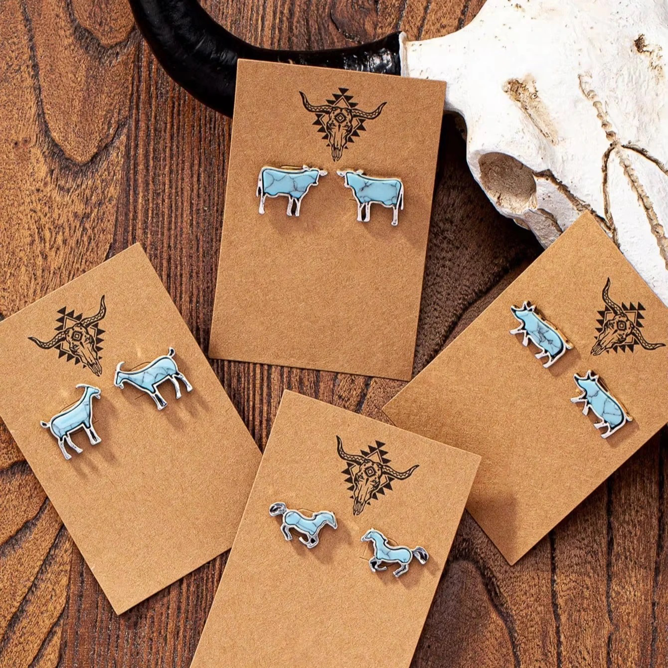 Turquoise Goat - Stud Earrings