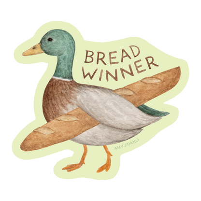 Bread Winner — Funny Duck With Baguette Sticker