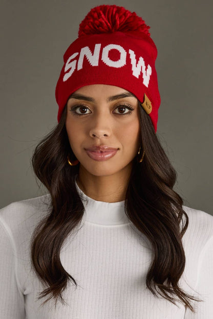 Red Snow Pom Hat