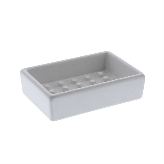 Ceramic Soap Dish - Raised Peg, Rectangle - Matte White