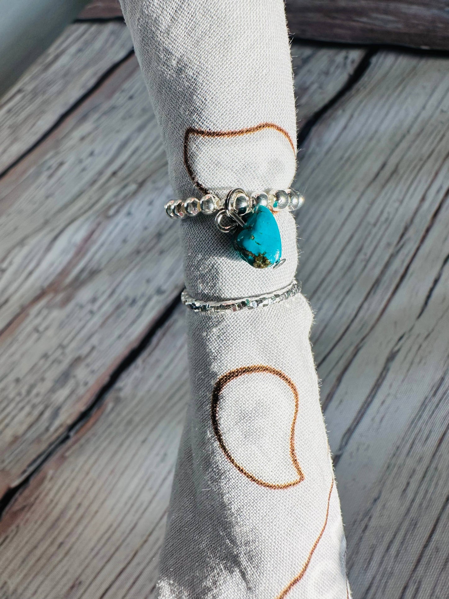 Silver & Turquoise Bandana Stretch Charm