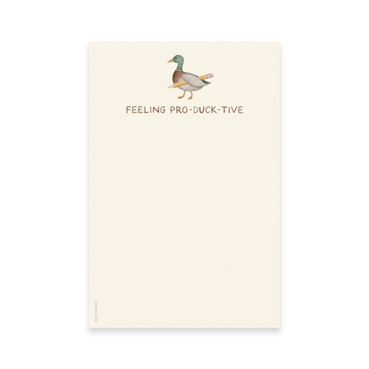 Feeling Productive — Cute Duck And Pencil Pun Notepad