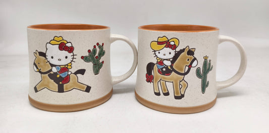HELLO KITTY LET'S RIDE COWGIRL 18OZ MUG SET OF 2