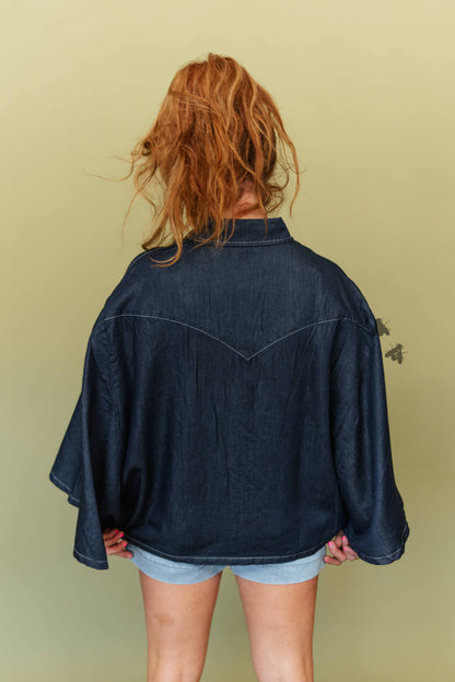 Blu Outlaw Denim Poncho-Style Top