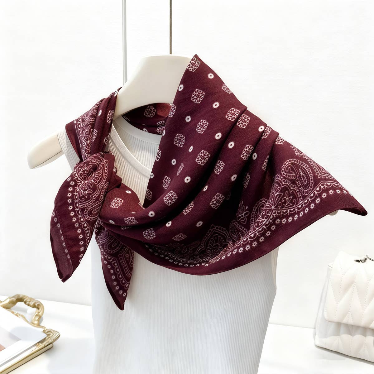 Paisley Herringbone Pattern Silk Scarf_CWASC03316
